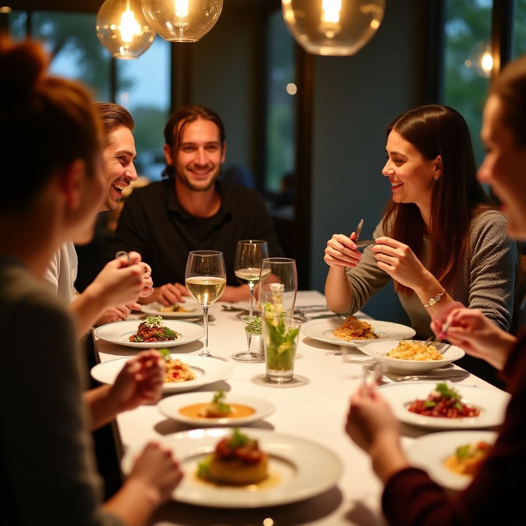Food enthusiasts sharing a meal